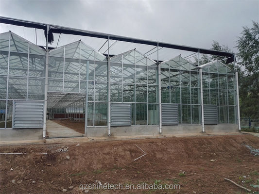 Estruturas de aço galvanizado, revestidas de vidro, estufa agrícola com desenho de instalação
